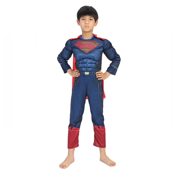 Costum Superman cu Mușchi pentru Copii DEPOX®, Salopetă, Pelerină și Mască, 3-5 Ani, 100-110 cm [3]