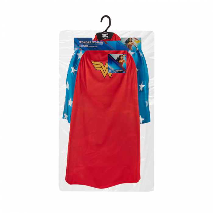 Costum Wonder Woman pentru copii, Themyscira Princess, fusta si pelerina, poliester, albastru-rosu, 4-6 ani [3]