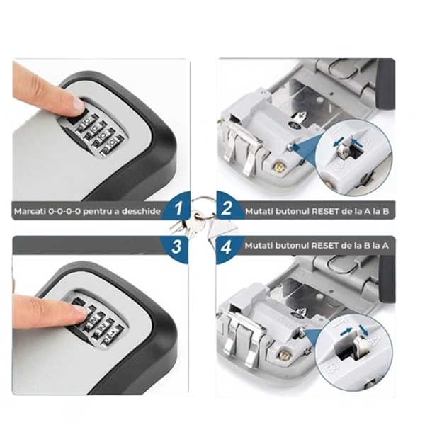 Cutie cu cifru pentru depozitare chei,IdeallStore®, montare pe perete, 11.5 cm [2]