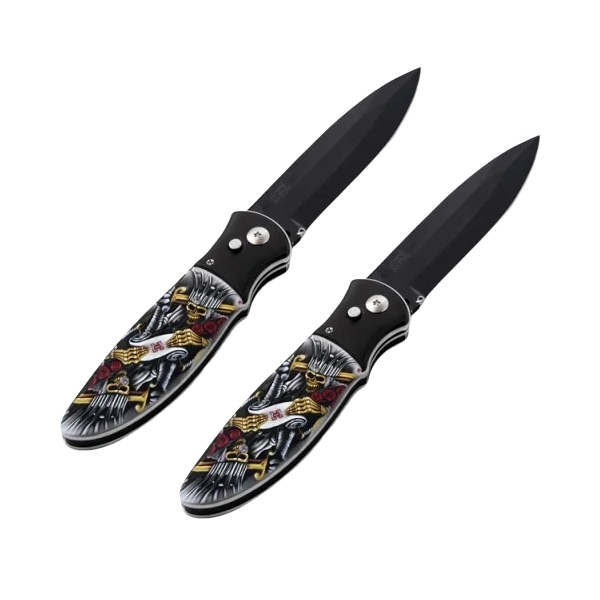 Set de doua cutite automate, DEPOX®, maner decorativ, 24 cm, multicolor [1]