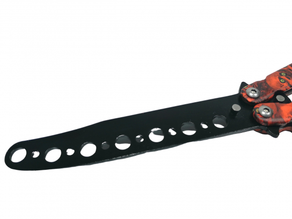 Briceag fluture IdeallStore®, Happy Orange Skulls, pentru antrenament, 22 cm [5]