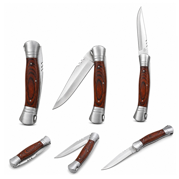 Set 2 Cuțite Pliabile Outdoor, Oțel Inoxidabil DEPOX®,maner lemn, 37 cm/28,5 cm, maro [7]