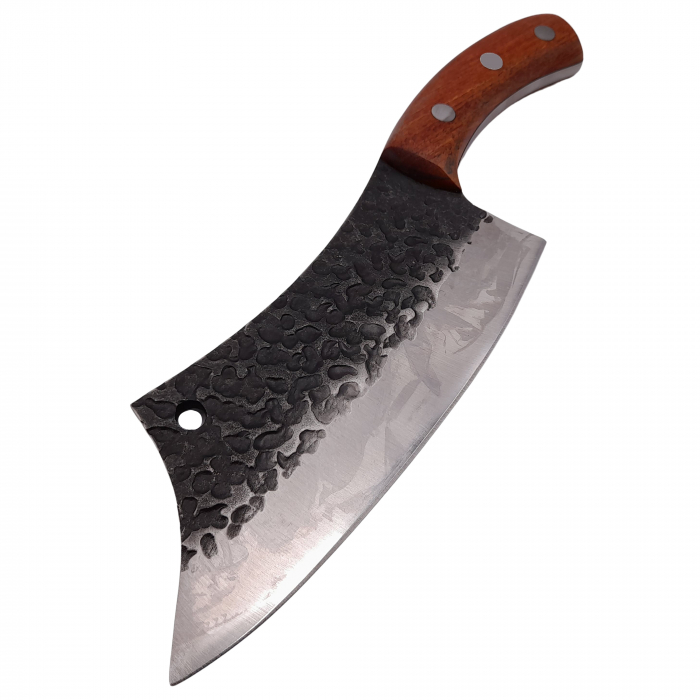 Cutit de macelarie IdeallStore®, lucrat manual, Fine Cooking, 26 cm, maner lemn, husa piele ecologica [3]
