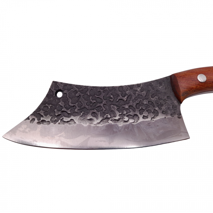 Cutit de macelarie IdeallStore®, lucrat manual, Fine Cooking, 26 cm, maner lemn, husa piele ecologica [5]