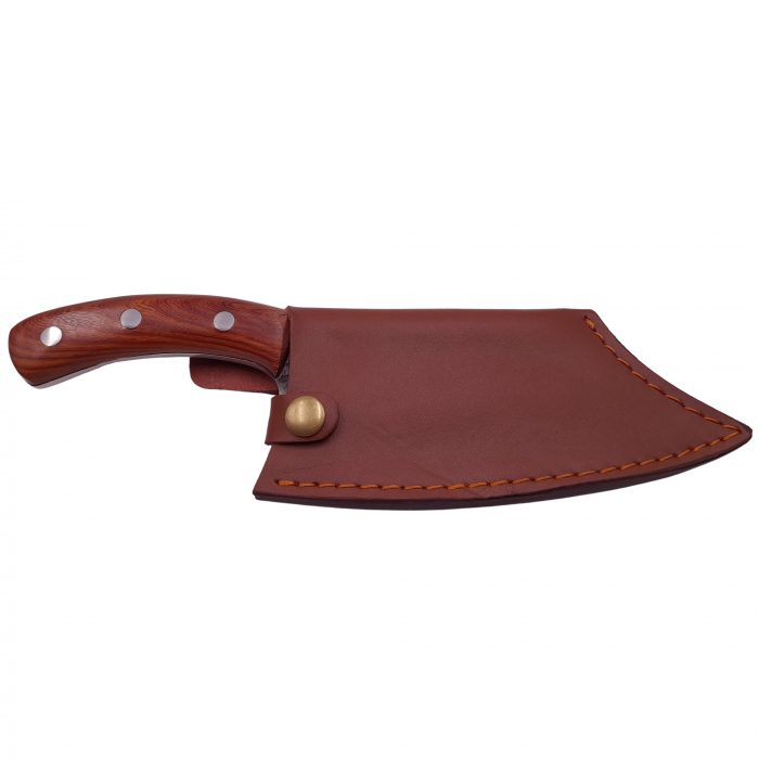 Cutit de macelarie IdeallStore®, lucrat manual, Fine Cooking, 26 cm, maner lemn, husa piele ecologica [7]