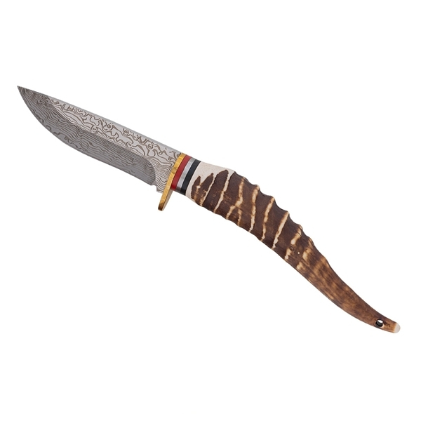 Cuțit de vânătoare cu lamă fixă, oțel inoxidabil 440, mâner imitație corn de cerb, 24 cm [4]