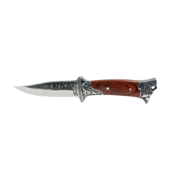 Cutit de vanatoare, design gravat, maner lemn, 28 cm, maro [4]