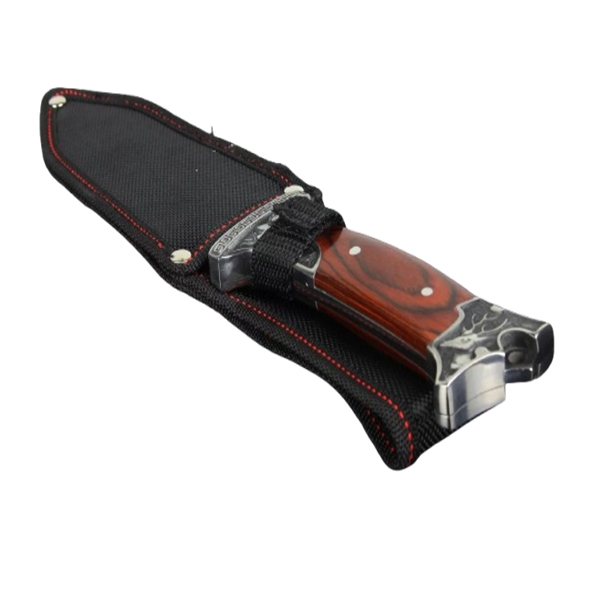 Set doua cutite de vanatoare, design gravat, maner lemn, 28 cm, maro [4]