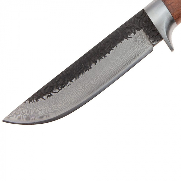 Cutit de vanatoare IdeallStore®, Adventure Accuracy, otel damasc, 25 cm, maner lemn, maro, husa piele [3]