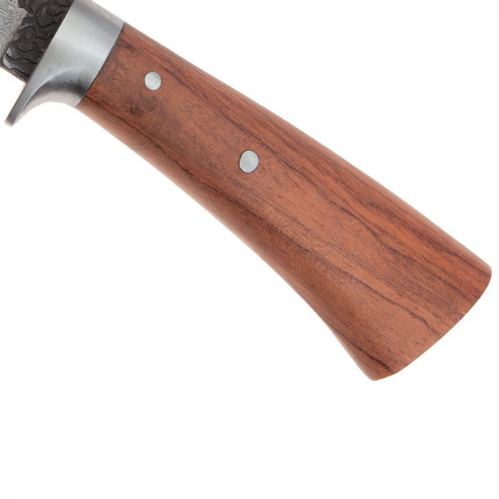 Cutit de vanatoare IdeallStore®, Adventure Accuracy, otel damasc, 25 cm, maner lemn, maro, husa piele [5]