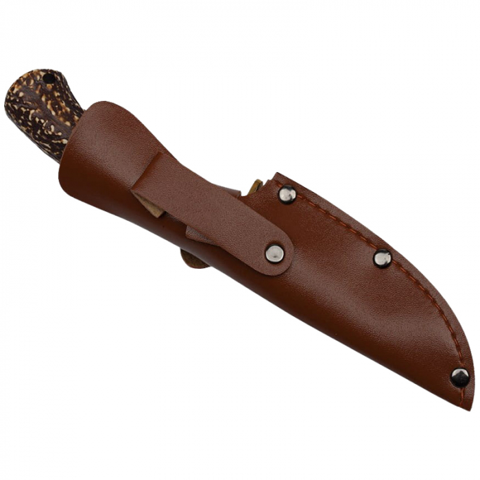 Cutit de vanatoare IdeallStore®, Bone Density, 21 cm, argintiu, teaca piele [6]