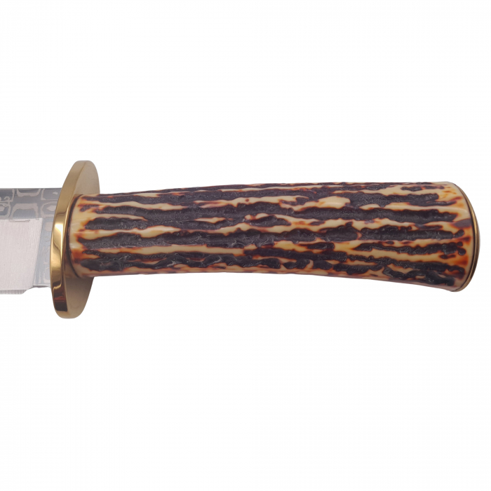 Cutit de vanatoare IdeallStore®, Bone Trace, 30.5 cm, otel inoxidabil, bej, teaca inclusa [4]