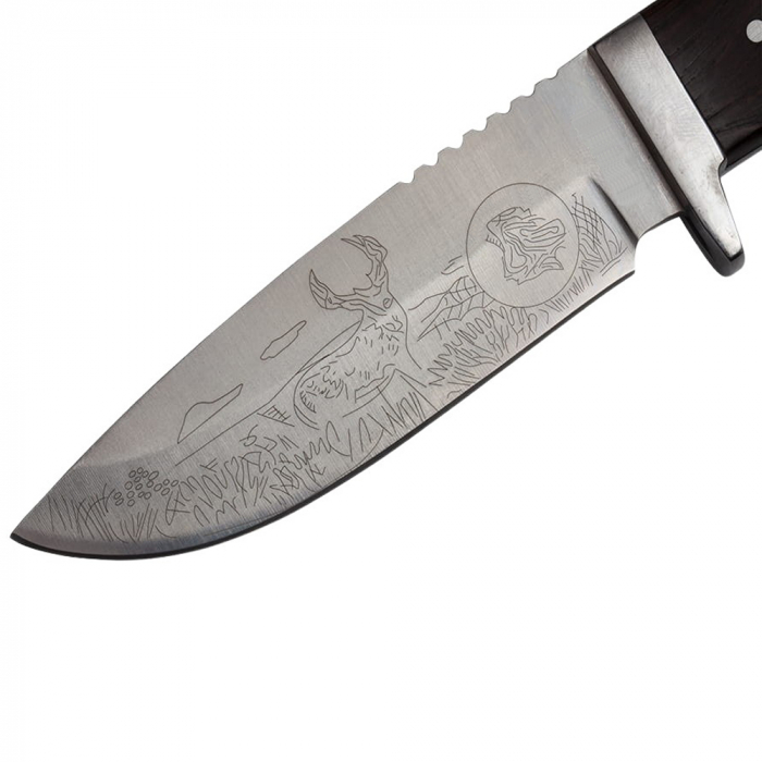 Cutit de vanatoare IdeallStore®, Hunter Swish, otel inoxidabil, 22.5 cm, maro, amnar, teaca inclusa [3]