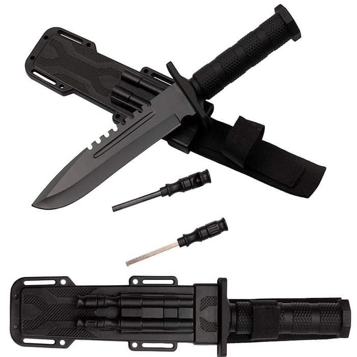 Cutit de vanatoare IdeallStore®, Jungle Specialist, 31 cm, negru, teaca inclusa [12]