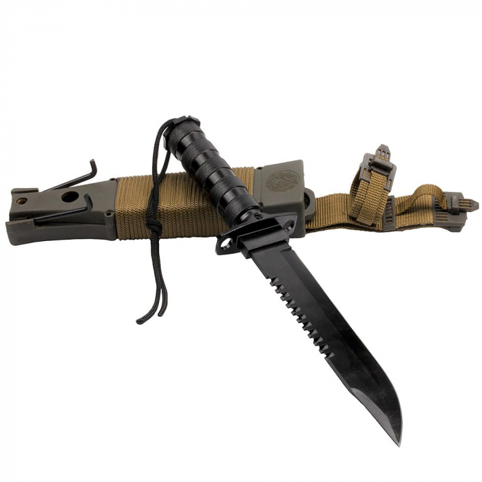 Cutit de vanatoare IdeallStore®, Last Survivor, multifunctional, negru 35 cm, teaca inclusa [4]