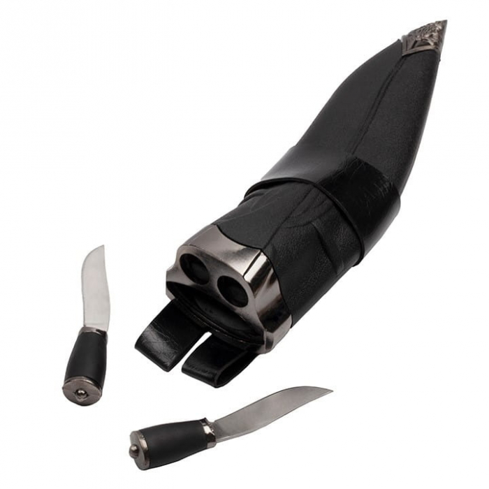 Cutit de vanatoare IdeallStore®, Lion Tamer, 30 cm, otel inoxidabil, 2 cutite de aruncat, toc piele ecologica [10]
