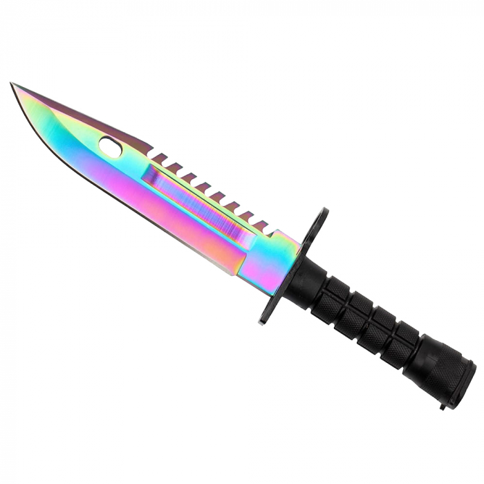 Cutit de vanatoare IdeallStore, Rainbow Rambo, 32.5 cm, multicolor, teaca inclusa [4]