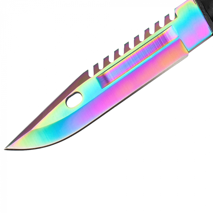 Cutit de vanatoare IdeallStore, Rainbow Rambo, 32.5 cm, multicolor, teaca inclusa [5]