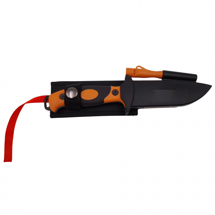 Cutit de vanatoare IdeallStore®, Survival King, 21.5 cm, otel inoxidabil, portocaliu, husa inclusa [6]
