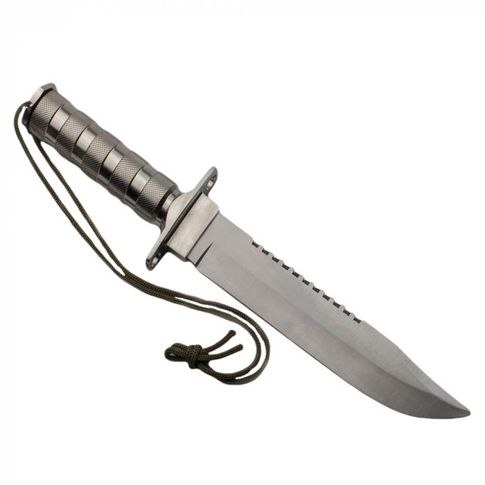Cutit de vanatoare IdeallStore®, Survival Pursuit, 35 cm, otel inoxidabil, argintiu, teaca inclusa [4]