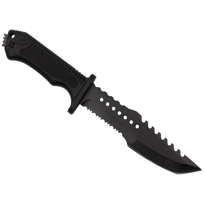 Cutit de vanatoare IdeallStore®, Survival Spirit, otel inoxidabil, amnar, 30.5 cm, negru, teaca inclusa [6]