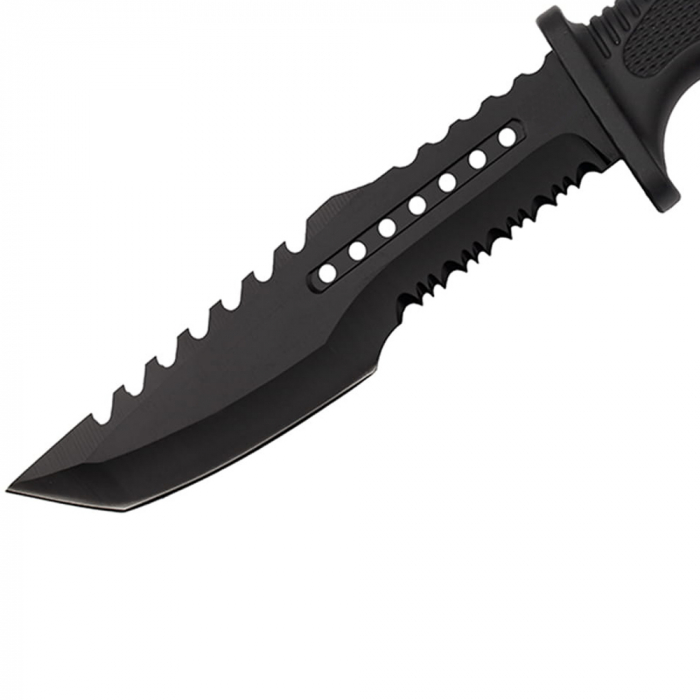 Cutit de vanatoare IdeallStore®, Survival Spirit, otel inoxidabil, amnar, 30.5 cm, negru, teaca inclusa [4]