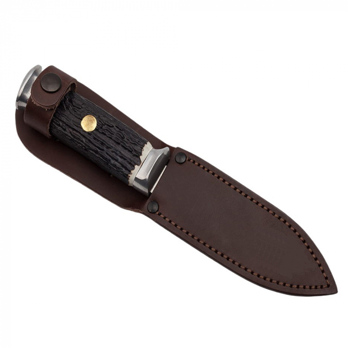 Cutit de vanatoare IdeallStore®, Surviving Specialist, 21 cm, otel inoxidabil, maro, teaca piele [5]