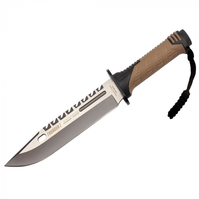 Cutit de vanatoare IdeallStore®, Thunder Clap, otel inoxidabil, 32.5 cm, bej, teaca inclusa [2]