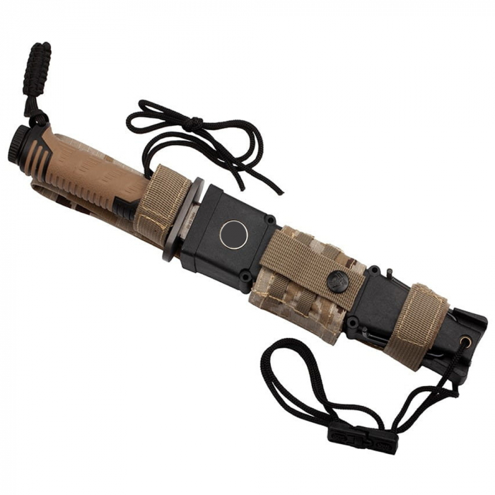 Cutit de vanatoare IdeallStore®, Thunder Sound, otel inoxidabil, 30 cm, bej, teaca inclusa [3]