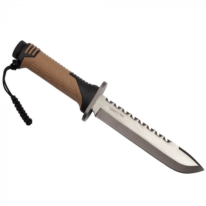 Cutit de vanatoare IdeallStore®, Thunder Sound, otel inoxidabil, 30 cm, bej, teaca inclusa [6]