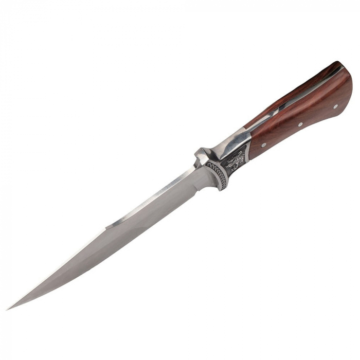 Cutit de vanatoare IdeallStore®, Tiger Blade, 30.5 cm, otel inoxidabil, maro, teaca inclusa [5]