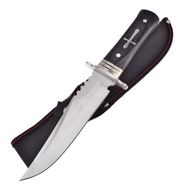 Cutit de vanatoare Tang Hunter si 3 Cutite de aruncat, IdeallStore® , 28 cm ,Otel inoxidabil [8]