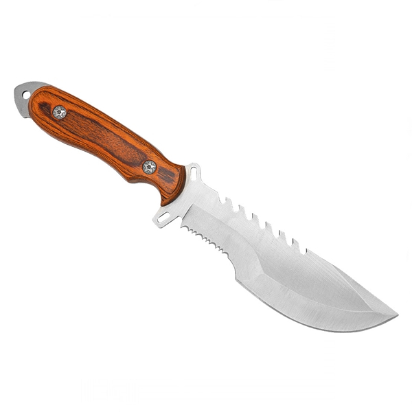 Cutit de vanatoare zimtat, 32 cm, lemn, maro, teaca inclusa [4]