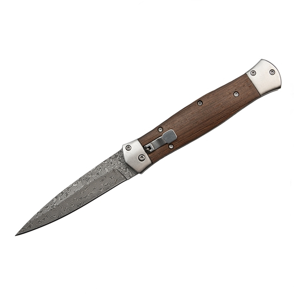 Cutit din otel Damasc, IdeallStore®, Spring Knife, 23 cm, Maro [2]