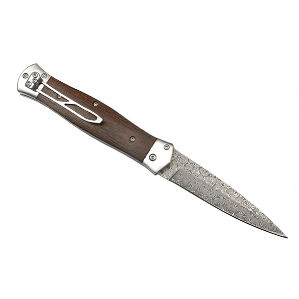 Cutit din otel Damasc, IdeallStore®, Spring Knife, 23 cm, Maro [7]