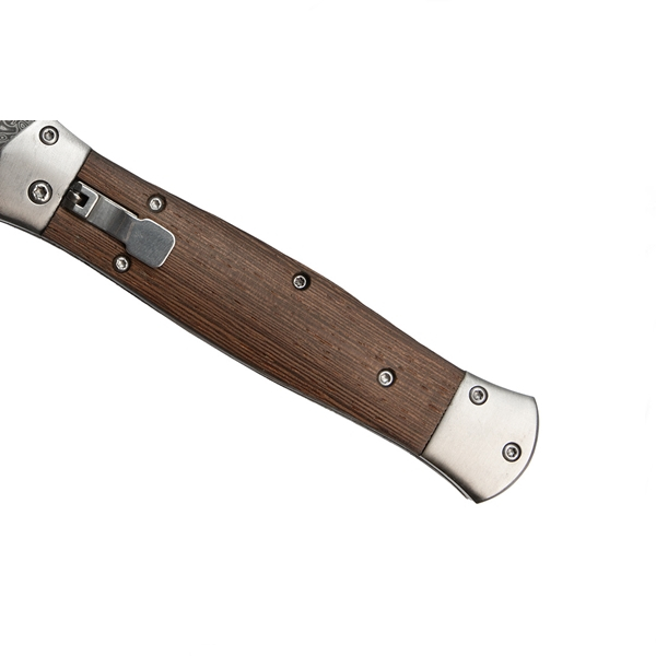 Cutit din otel Damasc, IdeallStore®, Spring Knife, 23 cm, Maro [6]