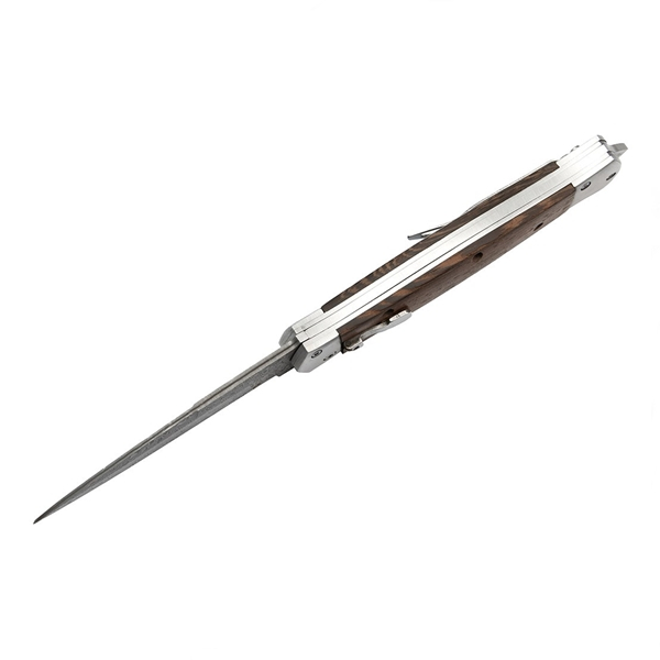 Cutit din otel Damasc, IdeallStore®, Spring Knife, 23 cm, Maro [5]