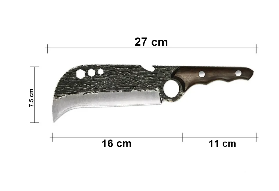 Cutit japonez lucrat manual IdeallStore®, Claw Blade, 27 cm, maro, teaca piele [2]