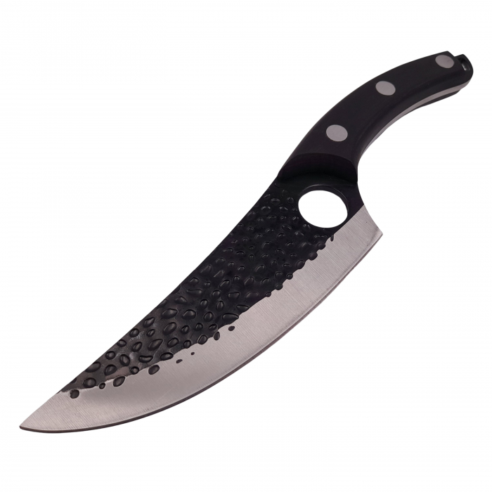 Cutit japonez lucrat manual Ideallstore®, otel inoxidabil, 27.5 cm, negru, teaca piele [3]