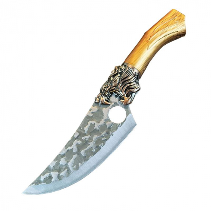 Cutit japonez lucrat manual IdeallStore®, Tiger Claw, 29.5 cm, maro, teaca piele ecologica [2]