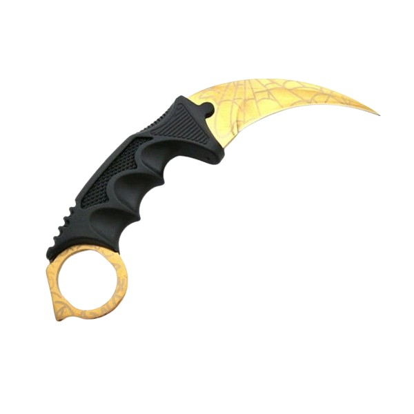 Cuțit Karambit de antrenament, model auriu, design pânză de păianjen, 18,5 cm [6]
