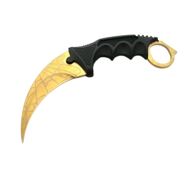 Cuțit Karambit de antrenament, model auriu, design pânză de păianjen, 18,5 cm [3]