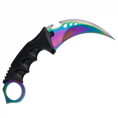 Set doua cutite karambit vanatoare DEPOX®, lamă fixă, oțel inoxidabil 420, negru/multicolor, 19 cm [10]