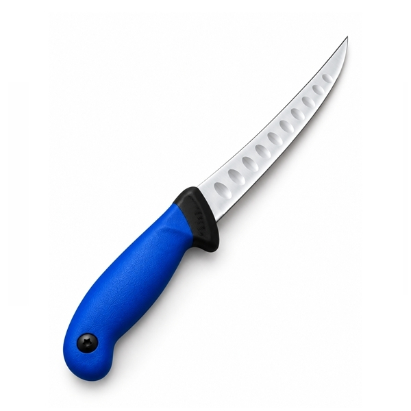 Set trei cutite pentru filetat DEPOX®, lamă curbată din oțel inoxidabil cu alveole, mâner ergonomic, 29 cm, albastru [2]
