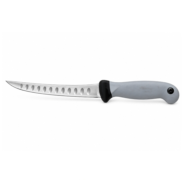 Set doua cuțite pentru filetat DEPOX®, lamă curbată din oțel inoxidabil cu alveole, mâner ergonomic, 29 cm, gri [3]
