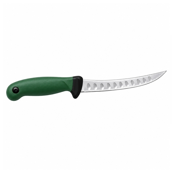 Set trei cuțite pentru filetat DEPOX®, lamă curbată din oțel inoxidabil cu alveole, mâner ergonomic, 29 cm, verde [3]