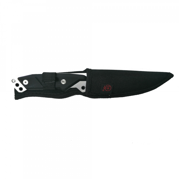 Cutit de vanatoare IdeallStore®, Chief Blade, otel inoxidabil, argintiu-negru, 24 cm, teaca cadou [3]