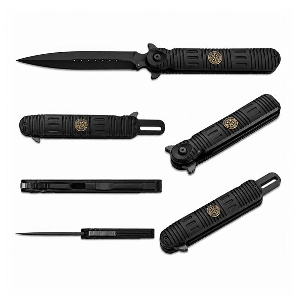 Cutit pliabil de vânătoare DEPOX®, mâner aluminiu, negru, 24.5 cm [3]