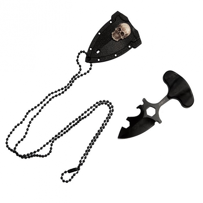 Cutit tactic de camping IdeallStore®, Broken Death, 8 cm, negru, teaca inclusa [5]