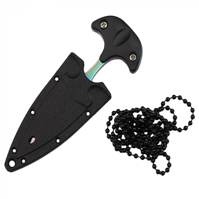 Cutit tactic de camping IdeallStore®, Rainbow Valley, 7.5 cm, negru, teaca inclusa [7]